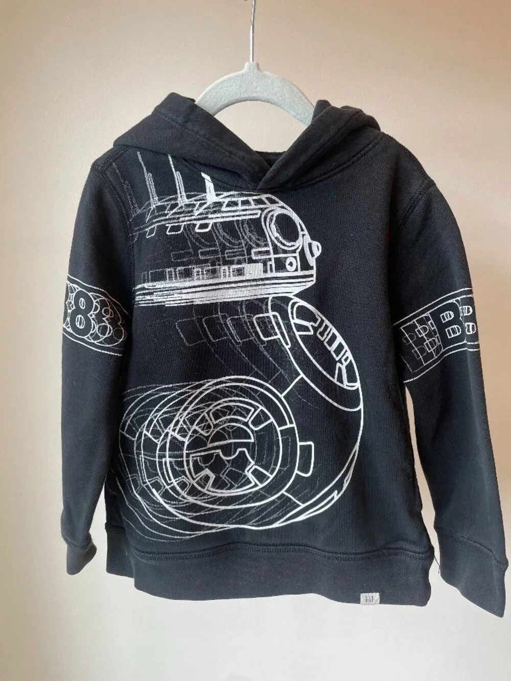 GAP Boys Black Graphic Hoodie Size 5 Robot Print Pullover